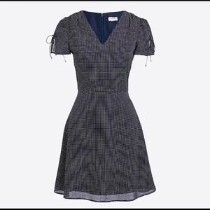 J.Crew Navy/Ivory polka dot tie sleeve dress